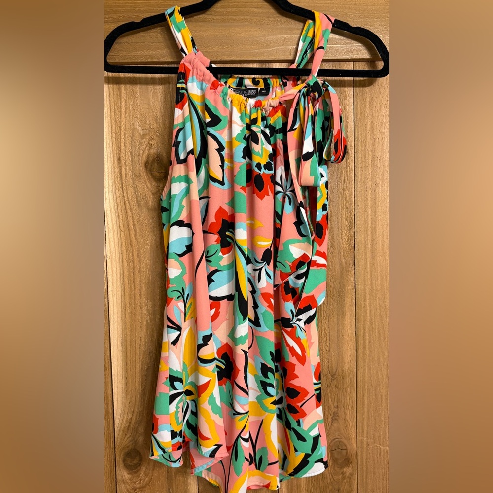 7th Avenue New York and Company L Colorful Tropical Print Spring Top